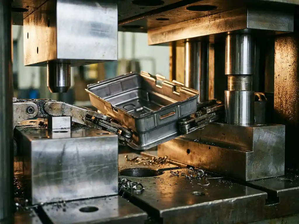 What part geometries are too complex for a progressive die but suited for a transfer press?