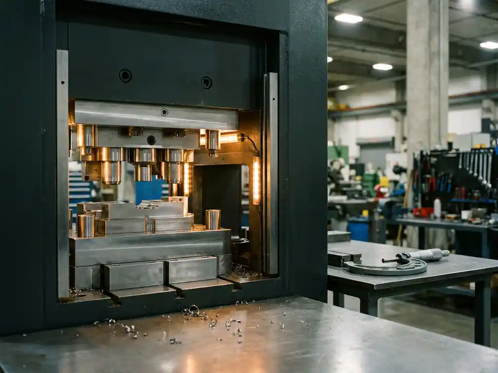 What is a die station in a transfer press?