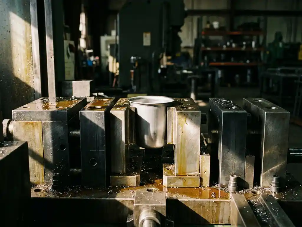 How does a transfer press handle multi-stage deep drawing operations?